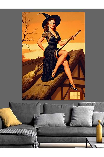 Tablomega Witch Woman Decorative Canvas - Mdf Wooden Painting