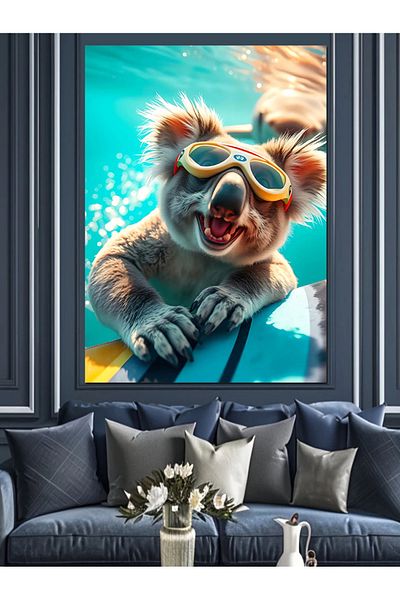 Tablomega Happy Koala Decorative Canvas - Mdf Wooden Painting