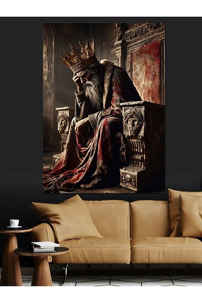 Tablomega The King on the Throne Decorative Canvas - Mdf Wooden Table