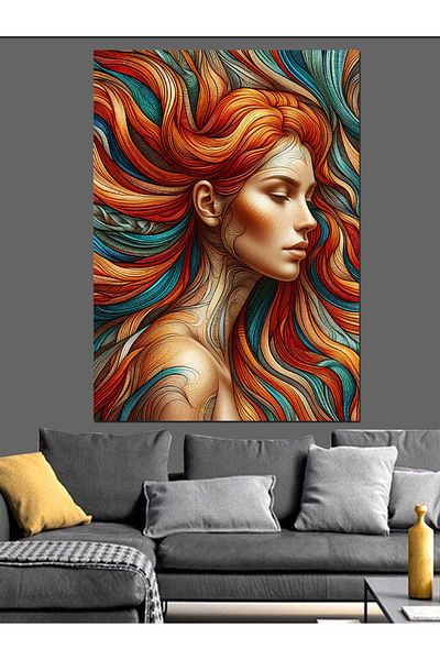 Tablomega Woman with Red Hair Decorative Canvas - Mdf Wooden Painting