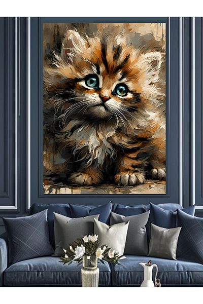 Tablomega Furry Kitten Decorative Canvas - Mdf Wooden Painting