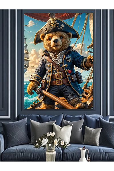 Tablomega Pirate Bear Decorative Canvas - Mdf Wooden Painting