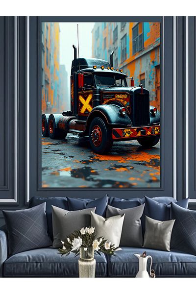 Tablomega Truck in the Dark Decorative Canvas - Mdf Wooden Painting