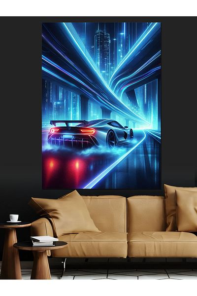 Tablomega Pânză decorativă Neon Night Race - Lemn MDF