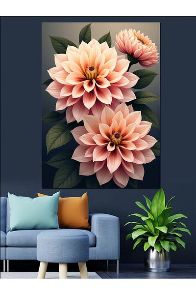 Tablomega Pink Flower Bouquet Decorative Canvas - Mdf Wooden Painting