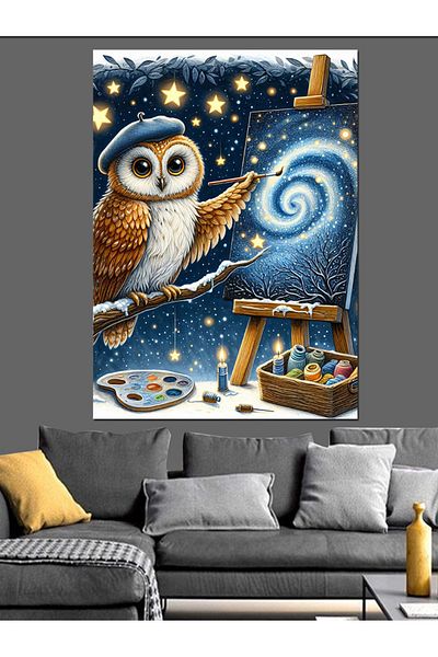 Tablomega Painting Owl Decorative Canvas - Mdf Wooden Painting