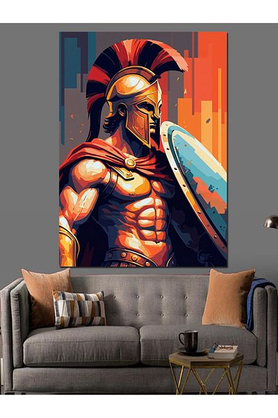 Tablomega Armored Spartan Decorative Canvas - Mdf Wooden Painting
