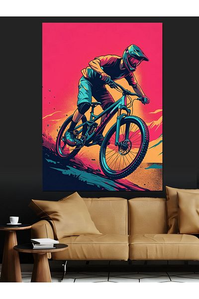 Tablomega Pânză Decorativă Neon Bicicletă - Lemn MDF