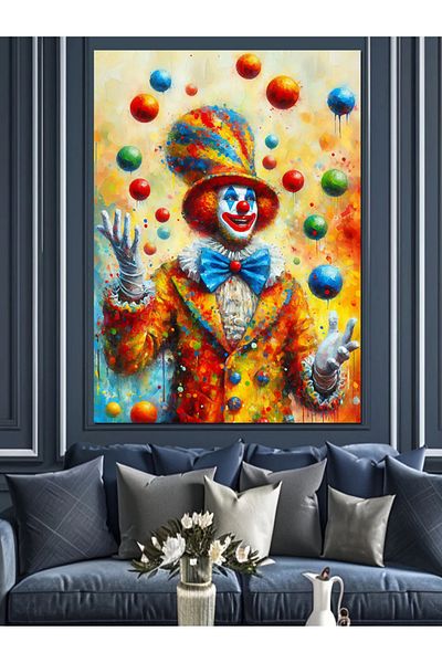 Tablomega Jongleur Clown Decorative Canvas - Mdf Wooden Painting