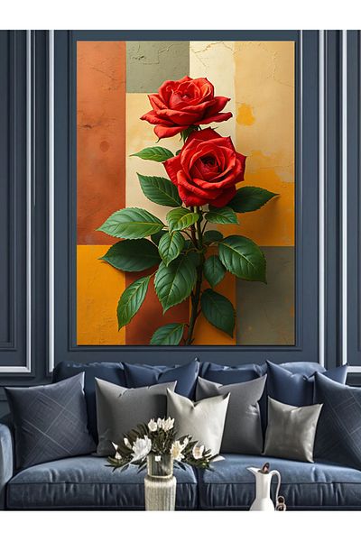 Tablomega Pânză decorativă cu trandafiri roșii - Lemn MDF