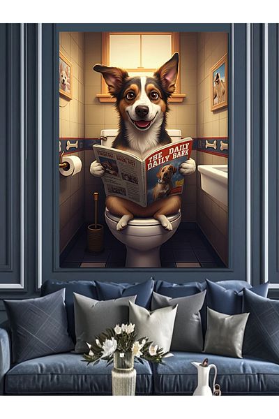 Tablomega Dog Reading Newspaper Decorative Canvas - Mdf Wood Art Print