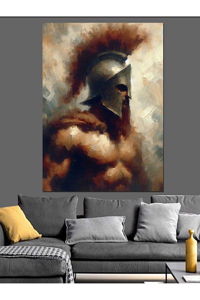 Tablomega Gladiator Portrait in Fog Decorative Canvas - Mdf Wooden Painting