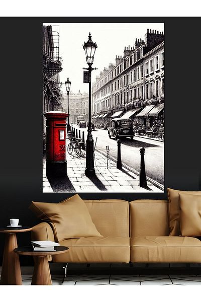 Tablomega Red Telephone Booth Decorative Canvas - Mdf Wooden Painting