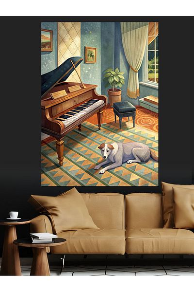 Tablomega Piano Room Decorative Canvas - Mdf Wooden Painting