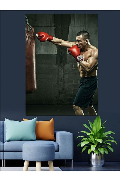 Tablomega Boxer Man Decorative Canvas - Mdf Wooden Painting