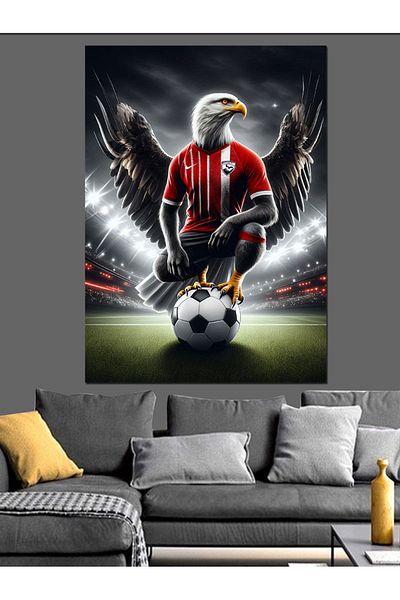 Tablomega Football Player Eagle Decorative Canvas - Mdf Wooden Painting