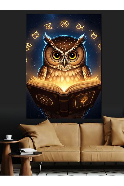 Tablomega Owl Reading a Book Decorative Canvas - Mdf Wooden Painting