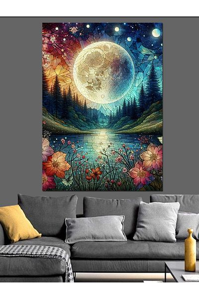 Tablomega Moon Landscape Decorative Canvas - Mdf Wooden Painting
