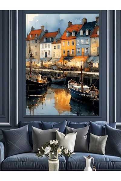 Tablomega Town Decorative Canvas on the Canal Landscape - Mdf Wooden Painting