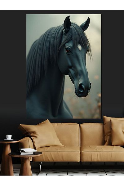 Tablomega Pânză decorativă Black Horse - Lemn MDF