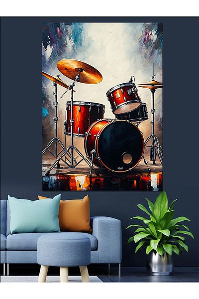 Tablomega Drum Set Decorative Canvas - Mdf Wooden Table