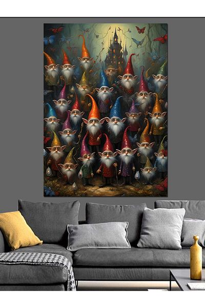 Tablomega Gnomes in the Garden Decorative Canvas - Mdf Wooden Painting