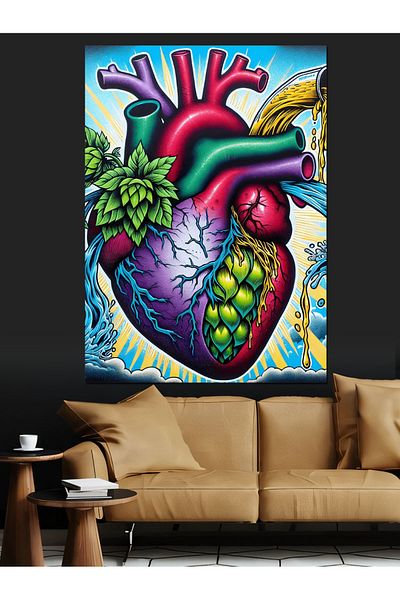 Tablomega Heart Anatomy Decorative Canvas - Mdf Wooden Painting