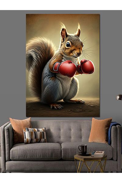 Tablomega Boxer Squirrel Decorative Canvas - Mdf Wooden Painting