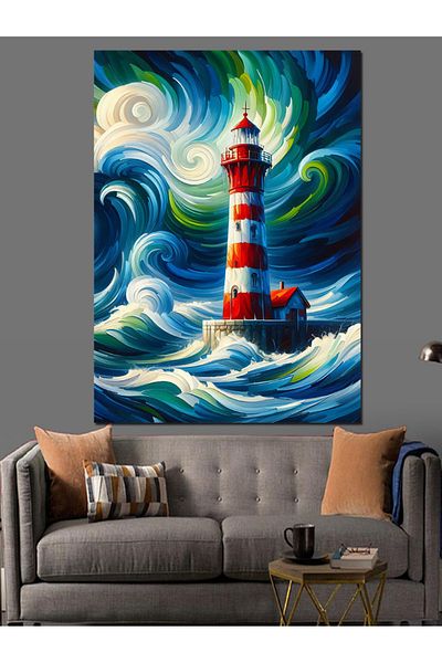 Tablomega Windward Lighthouse Decorative Canvas - Mdf Wooden Table