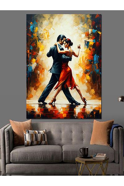 Tablomega Dancing Couple Decorative Canvas - Mdf Wooden Table