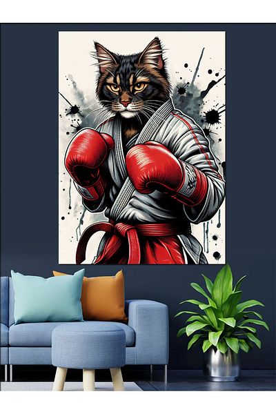 Tablomega Pânză Decorativă Boxer Cat - Lemn MDF