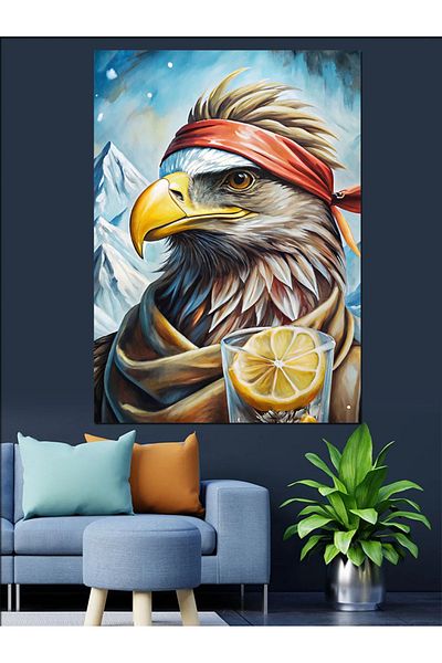 Tablomega Eagle Holding Lemon Drink Decorative Canvas - Mdf Wooden Painting