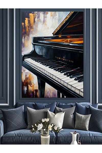 Tablomega Piano Keys Decorative Canvas - Mdf Wooden Painting