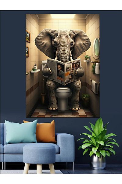 Tablomega Pânză decorativă elefant ziar - pictură din lemn MDF