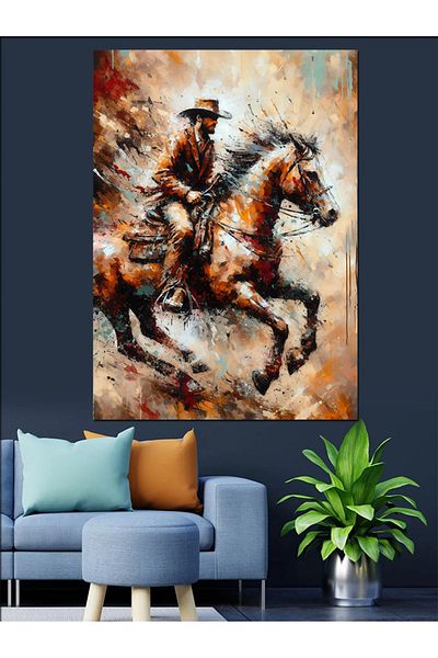 Tablomega Horse Cowboy Decorative Canvas - Mdf Wood Art Print