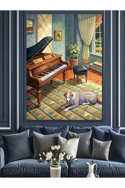 Tablomega Piano Room Decorative Canvas - Mdf Wooden Painting