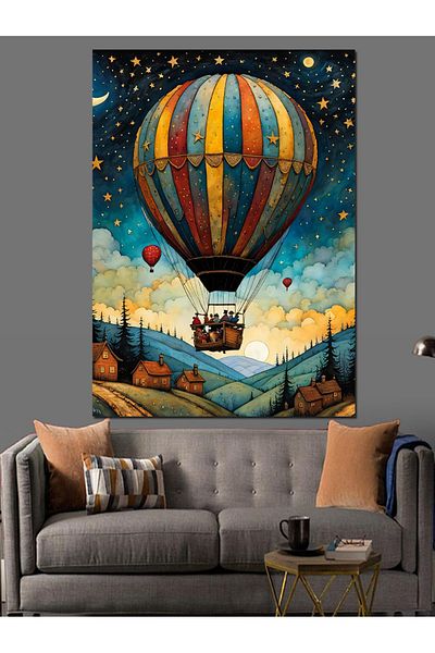 Tablomega Hot Air Balloon Decorative Canvas - Mdf Wooden Painting