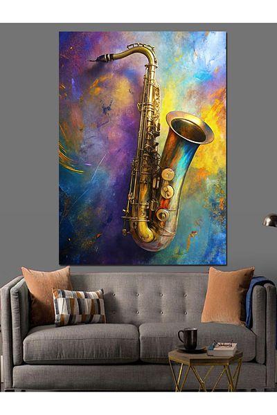 Tablomega Pânză Decorativă Saxofon Colorată - Lemn MDF
