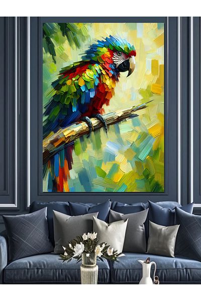 Tablomega Colorful Parrot Decorative Canvas - Mdf Wooden Painting