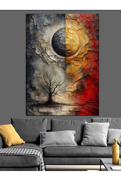 Tablomega Moon and Tree Decorative Canvas - Mdf Wooden Painting