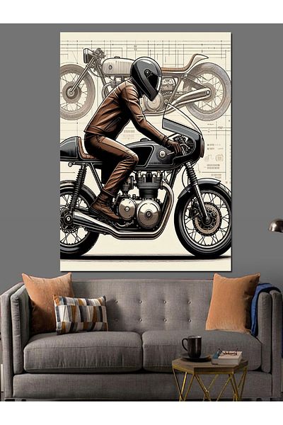 Tablomega Biker Man Decorative Canvas - Mdf Wooden Painting