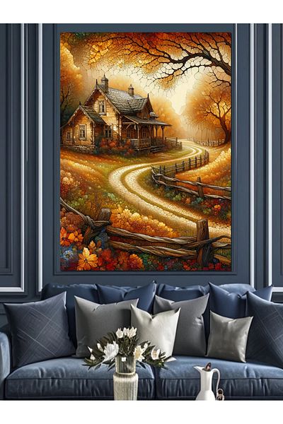 Tablomega Autumn Path Decorative Canvas - Mdf Wooden Painting