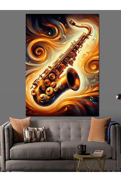 Tablomega Pânză decorativă saxofon auriu - Lemn MDF