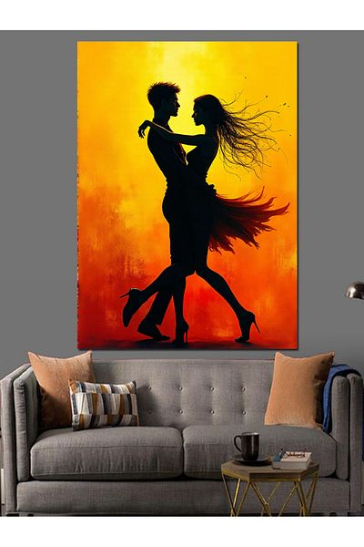 Tablomega Dancing Couple Silhouette Decorative Canvas - Mdf Wooden Table