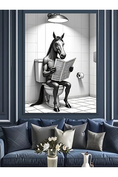Tablomega Caiul care citeste ziare Pânză decorativă - Lemn MDF