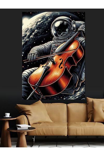 Tablomega Cello in Space Decorative Canvas - Mdf Wooden Painting