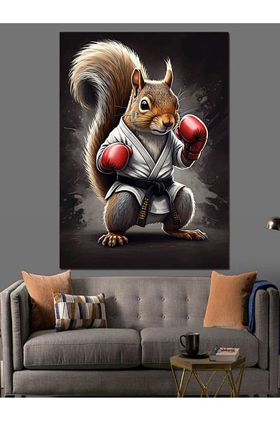 Tablomega Boxer Squirrel Decorative Canvas - Mdf Wooden Painting