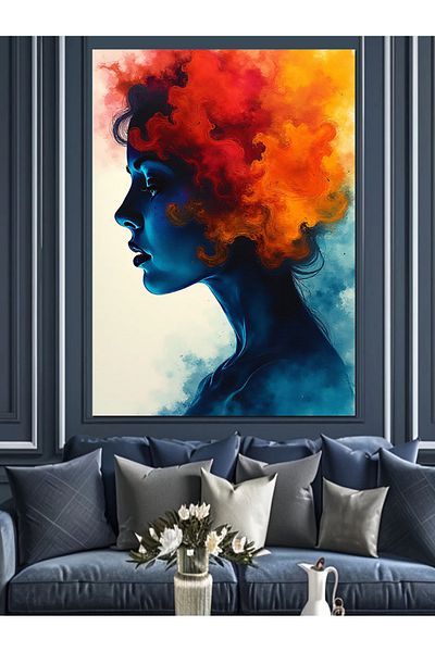 Tablomega Orange Haired Profile Decorative Canvas - Mdf Wooden Table