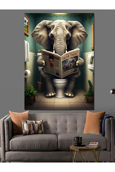 Tablomega Elefant care citeste ziare Canvas Decorativ - MDF Lemn Pictat
