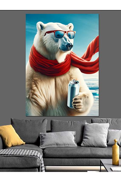 Tablomega Polar Bear Decorative Canvas - Mdf Wooden Painting